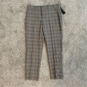 New Banana Republic Women's Size 4 Avery Wool Gray Pink Lavender Plaid Pants